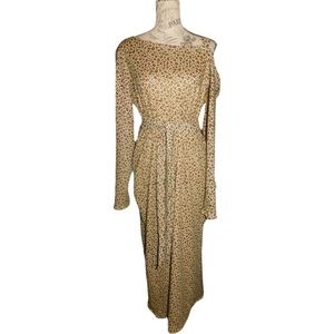 Leopard Print Asymmetrical Dress With Tie Belt